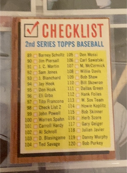 1962 Topps #98 2nd Series Checklist — front