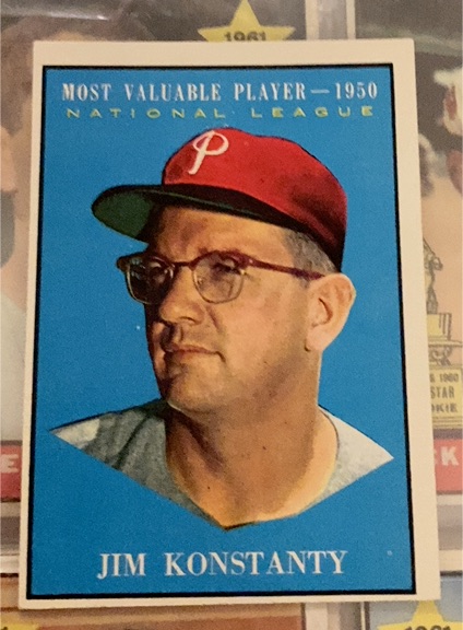 1961 Topps #479 Jim Konstanty MVP — front