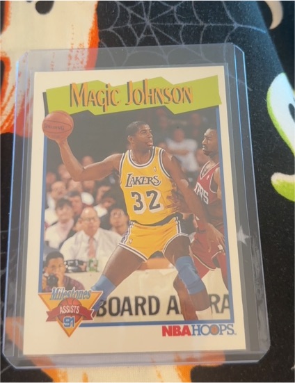 1991 NBA Hoops #316 Magic Johnson Milestones — front