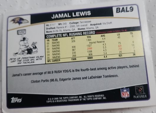2006 Topps #BAL9 Jamal Lewis — front