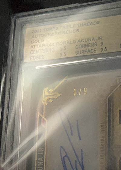 2021 Topps Triple Threads Autograph Relics Gold #TR-AAR Ronald Acuna Jr. — front