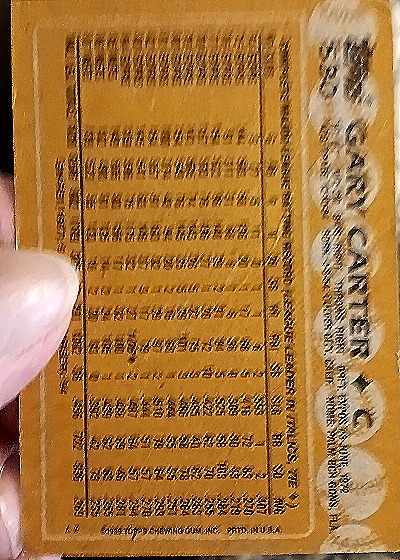 1988 Topps #530 Gary Carter — back
