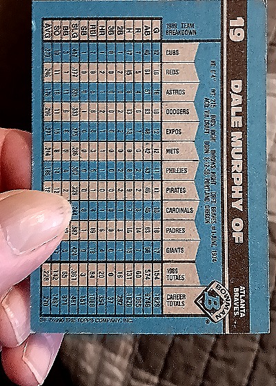 1989 Donruss #19 Dale Murphy — back