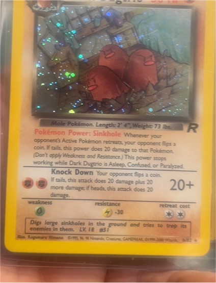1999 Pokémon Team Rocket #6 Dark Dugtrio — front