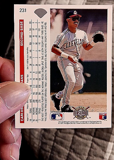1992 Upper Deck #231 Carlos Baerga — back