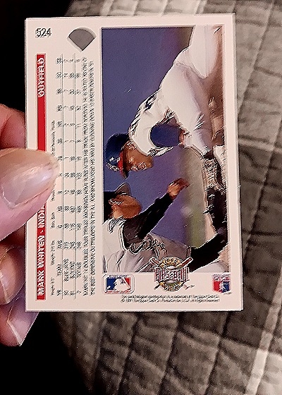 1992 Upper Deck #524 Mark Whiten — back