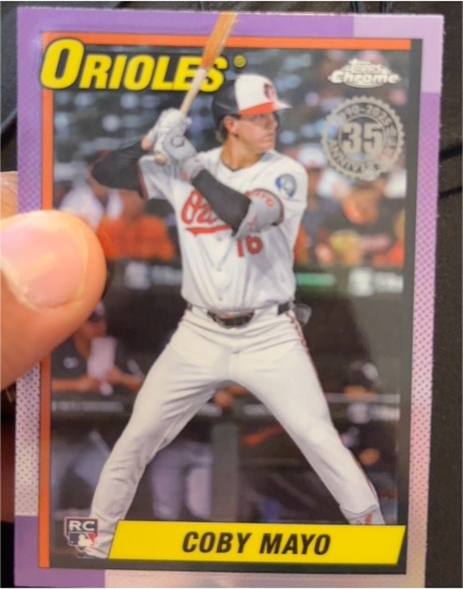 2025 Topps Chrome 1990 Topps Baseball 35th Anniversary #90CB-17 Coby Mayo — front