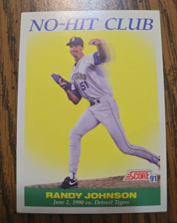 1991 Score #700 Randy Johnson No-Hit Club — front