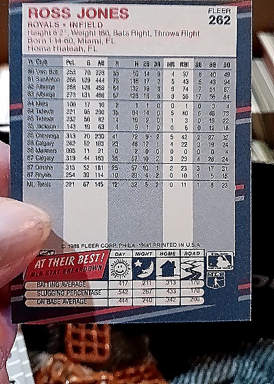 1988 Fleer #262 Ross Jones — back