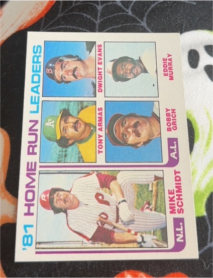 1982 Topps #162 '81 Home Run Leaders Mike Schmidt / Tony Armas / Dwight Evans / Bobby Grich / Eddie Murray — front