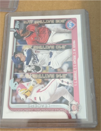 2025 Topps Series 1 #347 Luis Arraez / Shohei Ohtani / Marcell Ozuna NL Batting Average Leaders — front