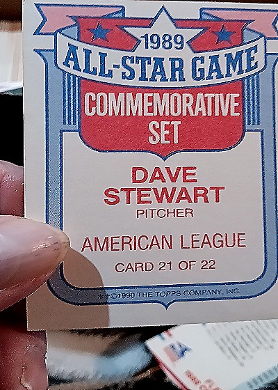 1989 Topps 1988 All-Star Game Commemorative Set #21 Dave Stewart — back