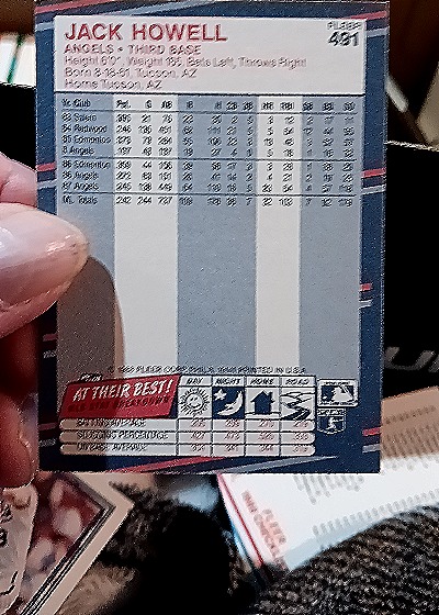 1988 Fleer #431 Jack Howell — back