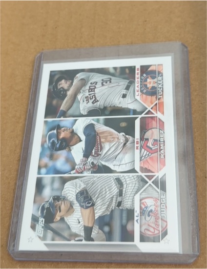 2023 Topps Series 1 #241 League Leaders Aaron Judge, Jose Ramirez, Kyle Tucker — front