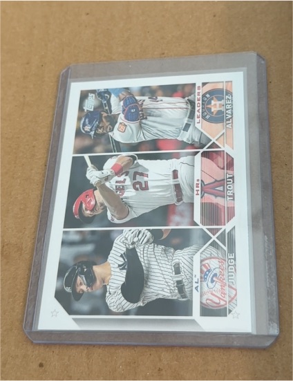 2023 Topps #246 Aaron Judge / Mike Trout / Yordan Alvarez AL HR Leaders — front