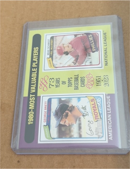 2024 Topps Heritage #195 1980 MVPs (George Brett / Mike Schmidt) — front