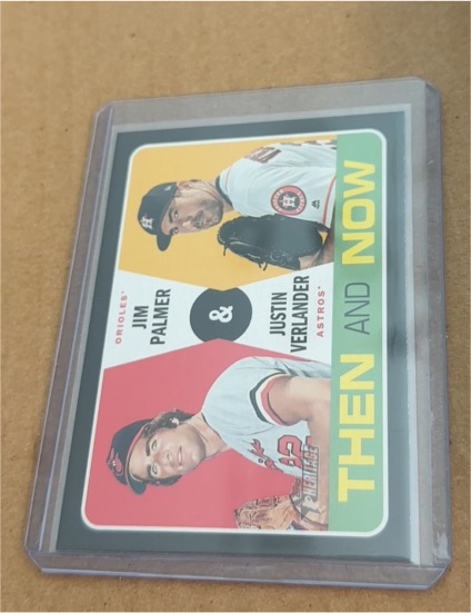 2020 Topps Heritage Then and Now #TN-13 Jim Palmer / Justin Verlander — front
