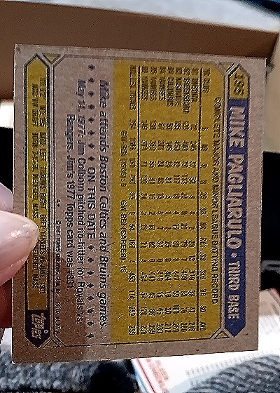 1987 Topps #535 Mike Pagliarulo — back