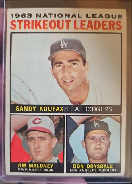 1964 Topps #5 1963 National League Strikeout Leaders Sandy Koufax — front
