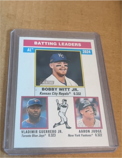 2024 Topps Heritage #192 Bobby Witt Jr. AL Batting Leaders — front