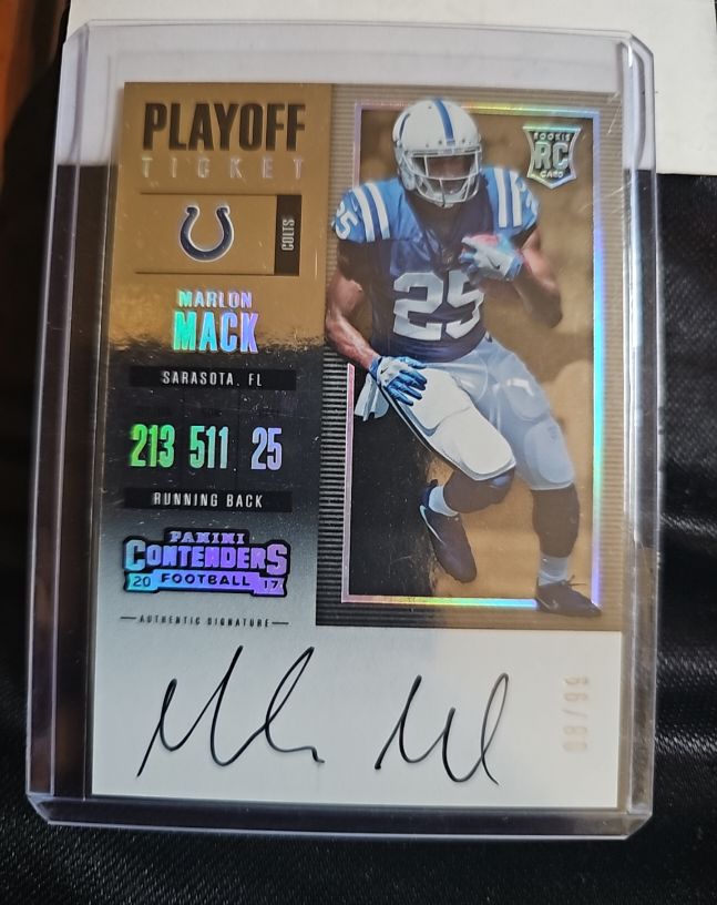 2017 Panini Contenders Playoff Ticket #314 Marlon Mack Rookie Card — front