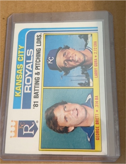 1982 Topps #96 George Brett/Larry Gura Royals Leaders — front