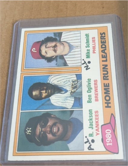 1981 Topps #2 1980 Home Run Leaders - R. Jackson / Ben Oglivie / Mike Schmidt — front
