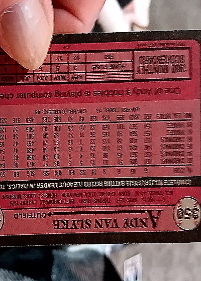 1989 Topps #350 Andy Van Slyke — back