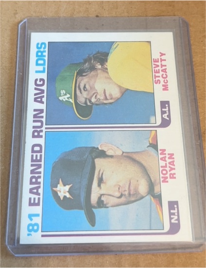 1982 Topps #167 '81 Earned Run Average Leaders Nolan Ryan / Steve McCatty — front
