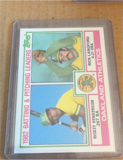1983 Topps #531 Athletics Leaders Rickey Henderson/Rick Langford — front