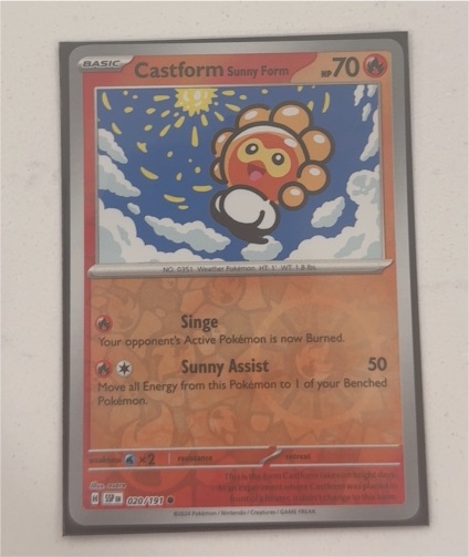 2024 Pokémon SV08: Surging Sparks #020 Castform Sunny Form — front