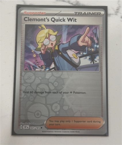 2024 Pokémon Surging Sparks #167 Clemont's Quick Wit — front
