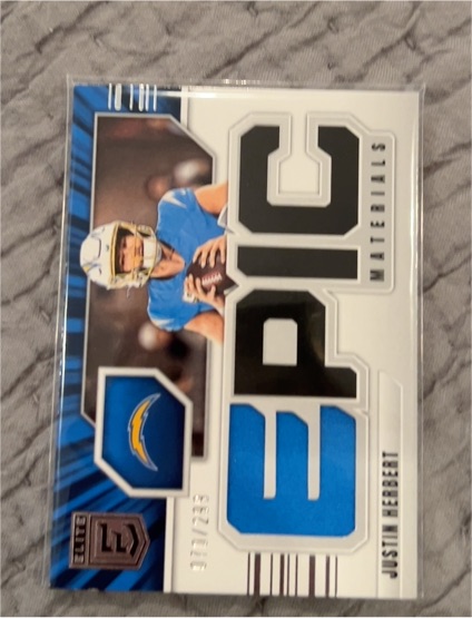 2025 Donruss Elite Epic Materials #EM-JH Justin Herbert — front