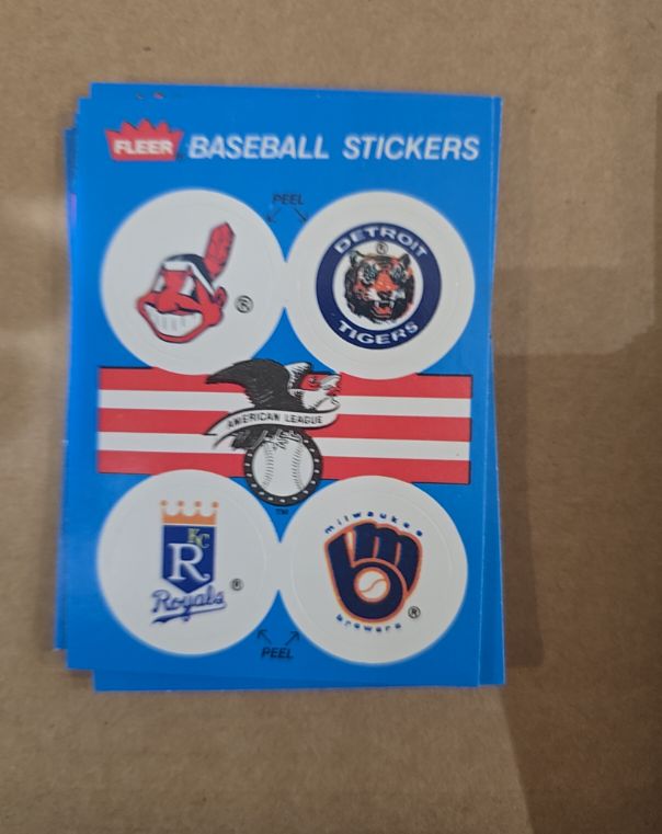 1989 Fleer Baseball Stickers Indians/Tigers/Royals/Brewers — front
