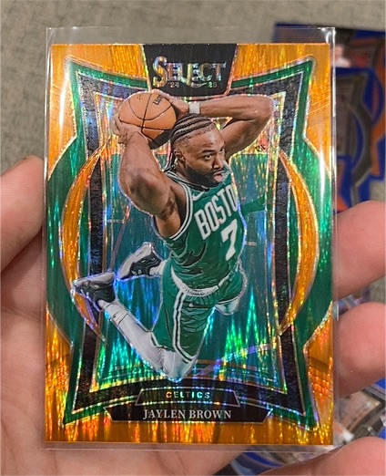 2024-25 Panini Select #29 Jaylen Brown Orange Flash Prizm — front