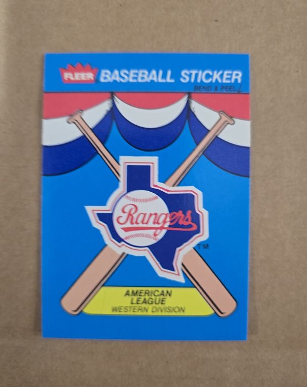 1989 Fleer Baseball Sticker #NNO Texas Rangers — front