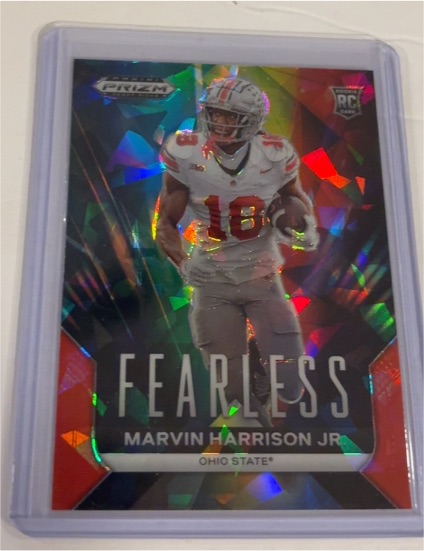 2024 Panini Prizm Draft Picks #F-MHJ Marvin Harrison Jr Fearless Red Cracked Ice Rookie — front