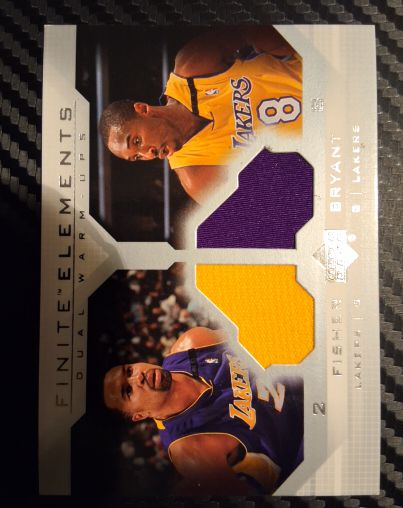 2003 Upper Deck Finite Elements Dual Warm-Ups #FE30 Derek Fisher/Kobe Bryant — front