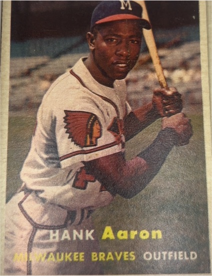 1957 Topps #20 Hank Aaron — front