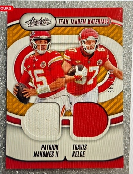 2024 Panini Absolute Football Team Tandem Materials #TTM-CH Patrick Mahomes II / Travis Kelce — front