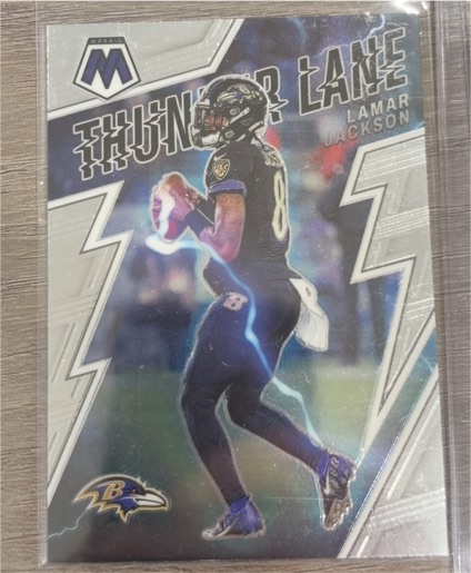 2022 Panini Mosaic Thunder Lane #TL-24 Lamar Jackson — front