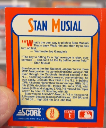 1990 Score Trivia Insert #21 Stan Musial — front
