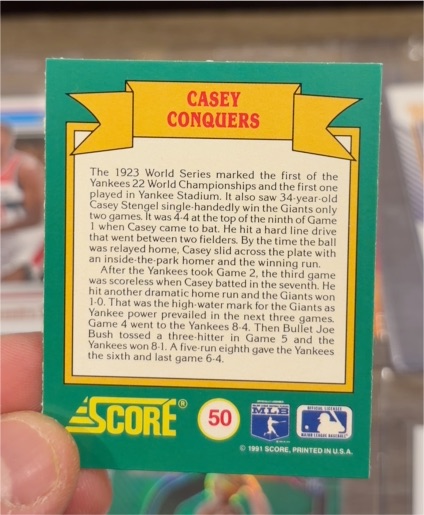1991 Score World Series Trivia #50 Casey Conquers — front