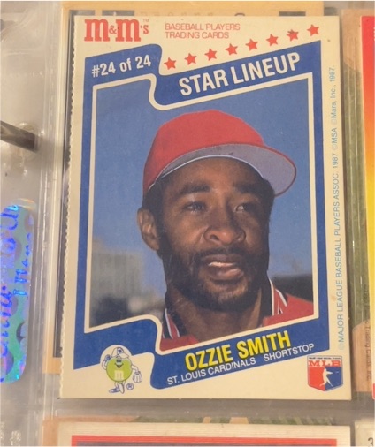 1987 M&M's Baseball Star Lineup #24 Ozzie Smith — front