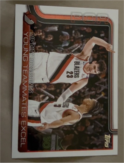 2025-26 Topps #289 Rip City Duo Shines: Young Teammates Excel Shaedon Sharpe — front