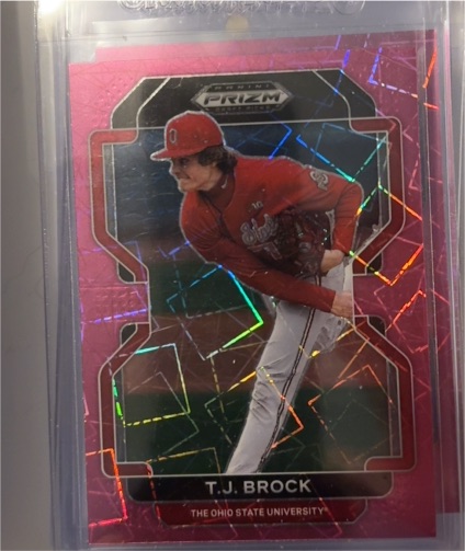 2022 Panini Prizm T.J. Brock Pink Cracked Ice Prizm — front