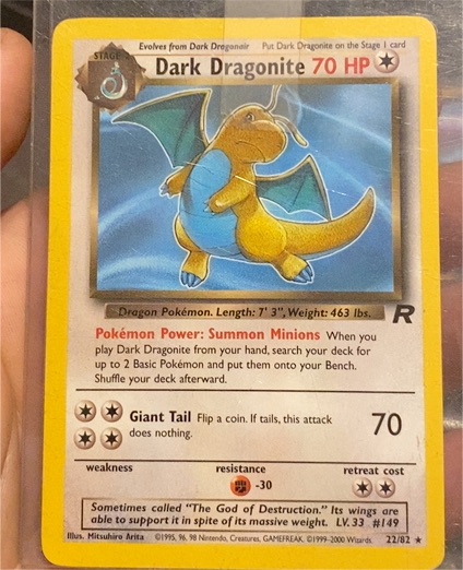 1999 Pokémon Team Rocket #22 Dark Dragonite — front