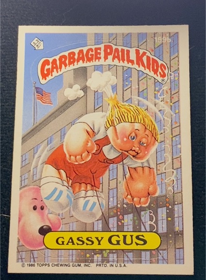 1986 Topps Garbage Pail Kids #199b Gassy Gus — front
