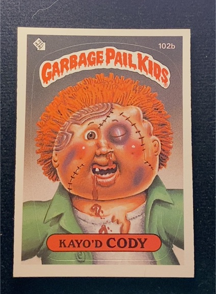 1986 Topps Garbage Pail Kids #102b Kayo'd Cody — front