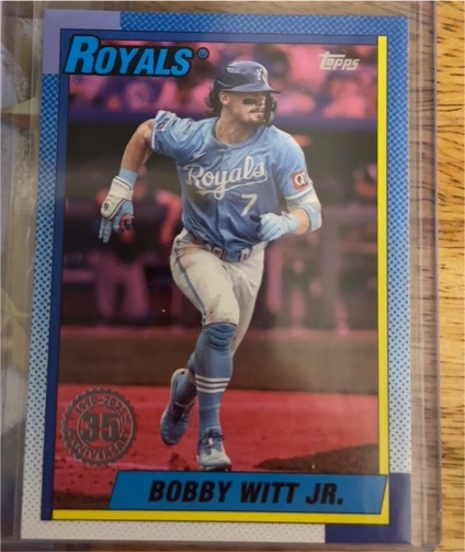 2025 Topps Series 1 #T90-23 Bobby Witt Jr. 1990 Topps Baseball 35th Anniversary — front